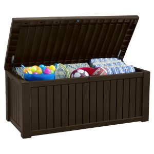 Decks Keter Rockwood Deck Box 150 Gallon For Outdoor Storage pertaining to sizing 3200 X 3200