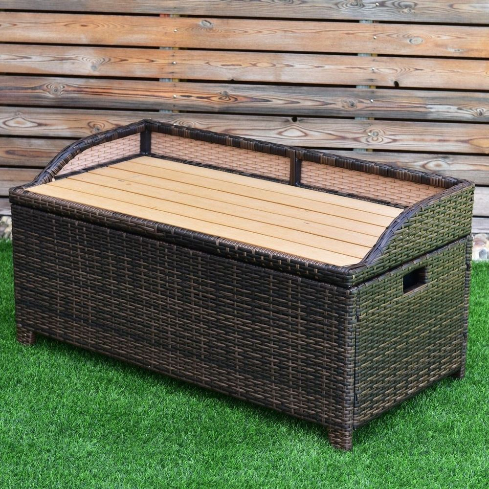 Details About Outdoor Storage Bench Deck Box Garden Rattan Patio within proportions 1000 X 1000