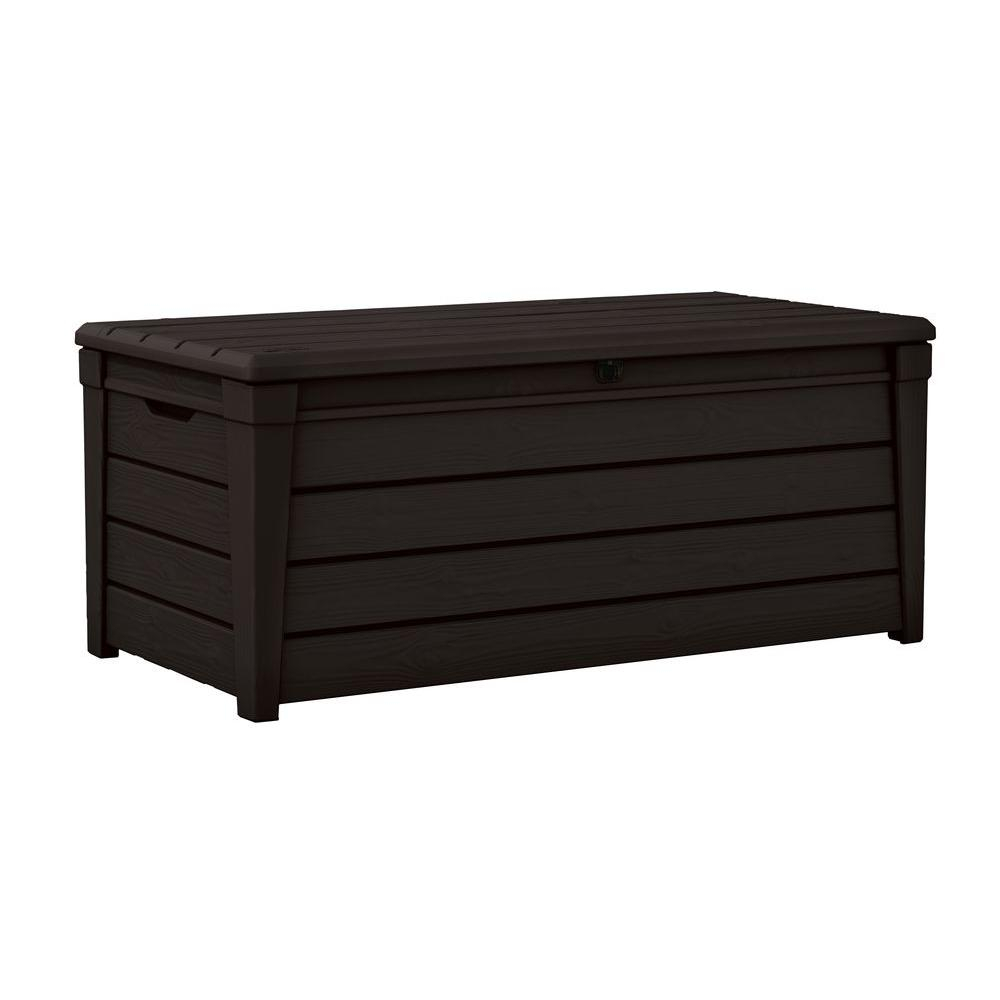 Keter Brightwood 120 Gal Resin Deck Box In Brown 206042 The Home inside sizing 1000 X 1000