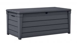 Keter Brightwood Outdoor Plastic Deck Box All Weather Resin Storage intended for proportions 1574 X 1000