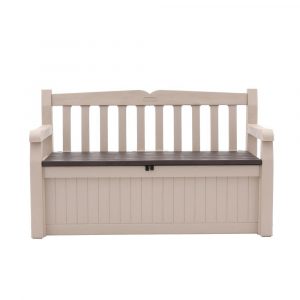 Keter Eden 70 Gal Outdoor Garden Patio Deck Box Bench In Beige And inside measurements 1000 X 1000