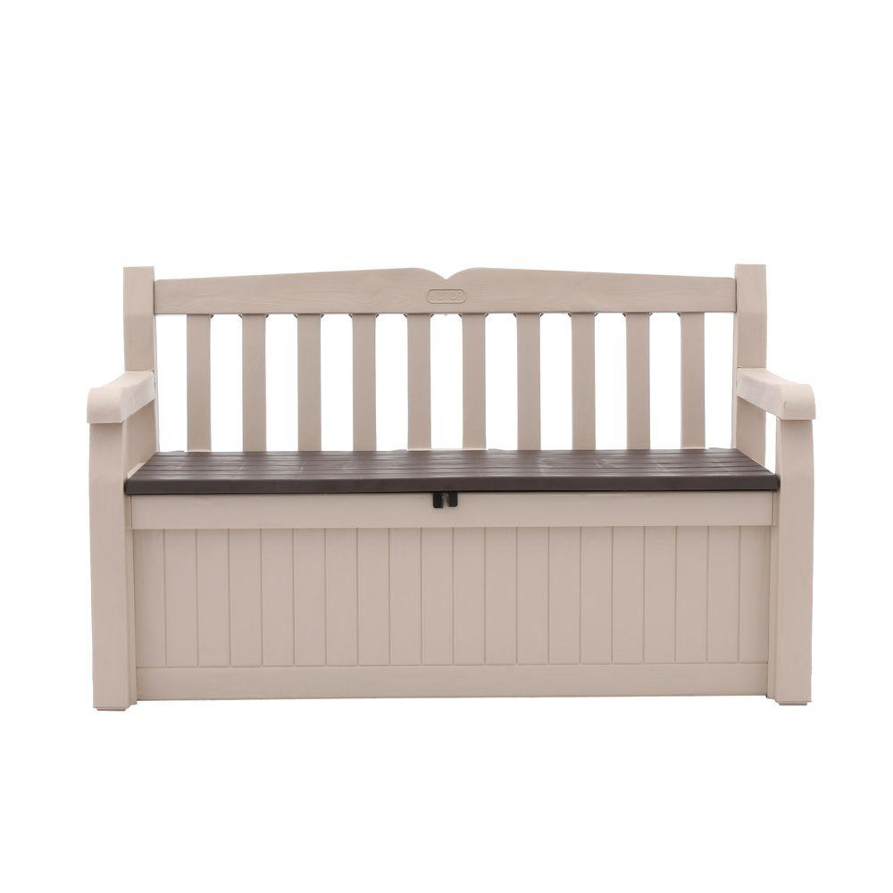 Keter Eden 70 Gal Outdoor Garden Patio Deck Box Bench In Beige And inside measurements 1000 X 1000