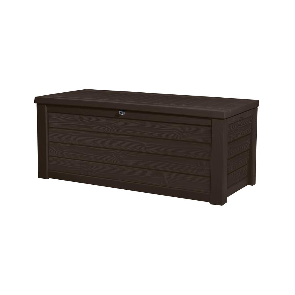 Keter Westwood 150 Gal Resin Deck Box In Espresso Brown 231666 intended for measurements 1000 X 1000