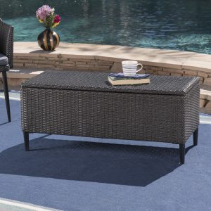 Outdoor Wicker Deck Box Brayden Studio Agassic Outdoor Wicker Deck inside size 2500 X 2500