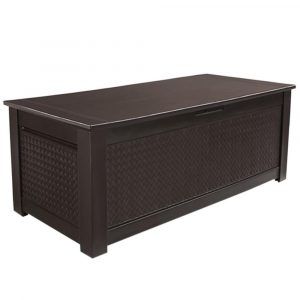 Rubbermaid Patio Chic 136 Gal Resin Basket Weave Patio Storage throughout size 1000 X 1000