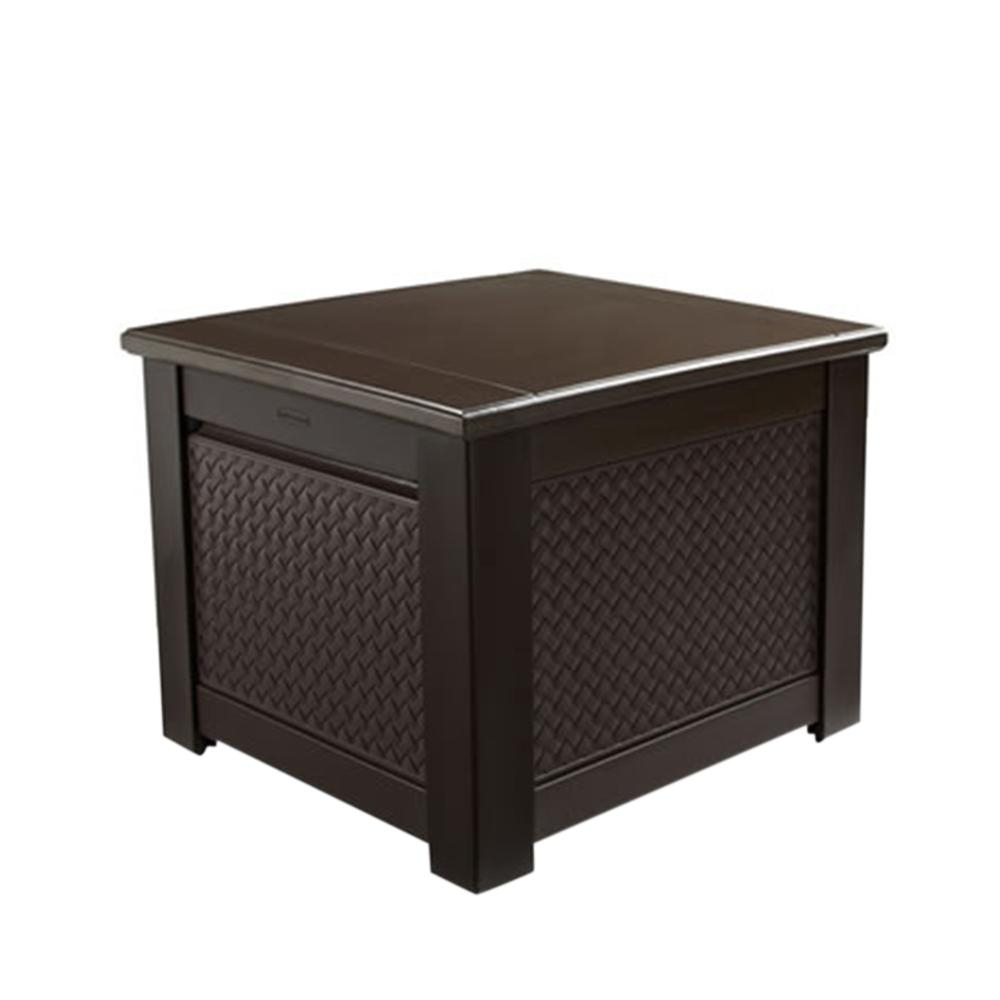 Rubbermaid Patio Chic 56 Gal Resin Basket Weave Patio Storage Cube with sizing 1000 X 1000
