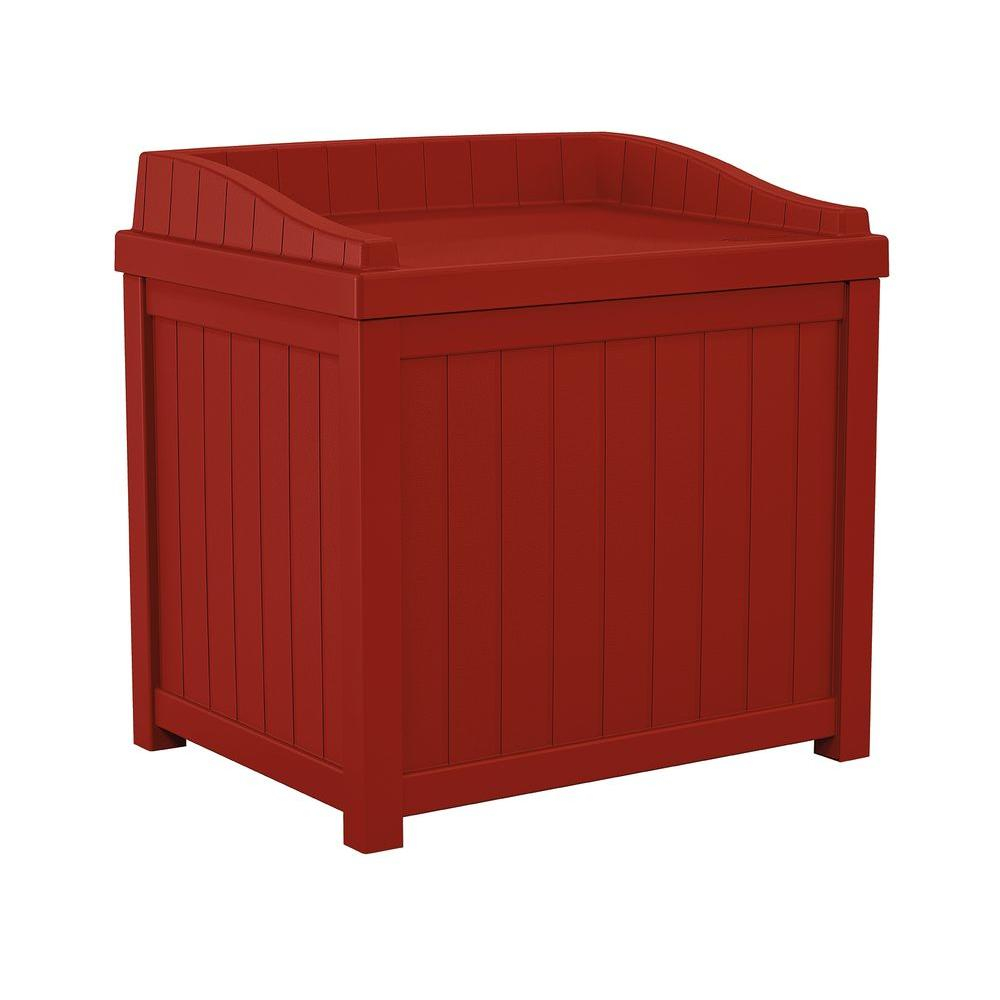 Suncast 22 Gal Red Small Storage Seat Deck Box with proportions 1000 X 1000