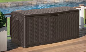 Suncast Blow Molded Herringbone 124 Gallon Resin Deck Box Reviews for size 2490 X 1500