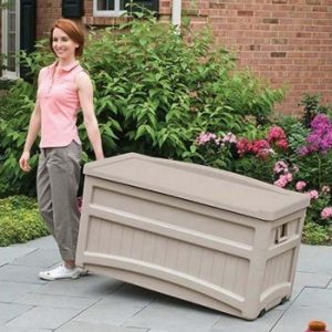 Suncast Deck Box With Seat And Wheels 276l intended for sizing 1000 X 1000