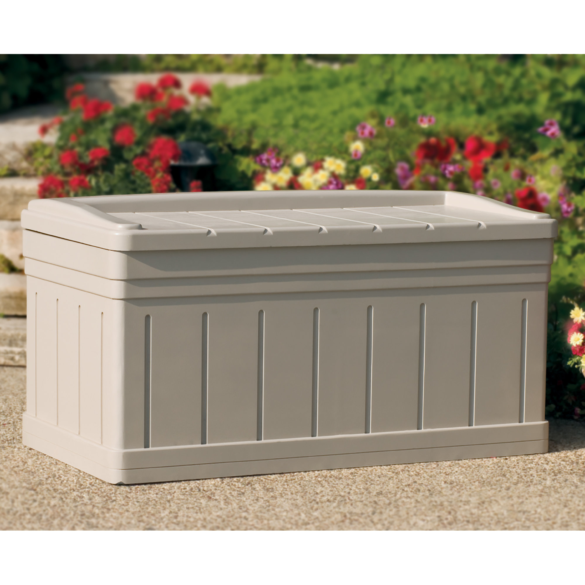 Suncast Deluxe 129 Gallon Resin Deck Box Reviews Wayfair throughout measurements 2000 X 2000