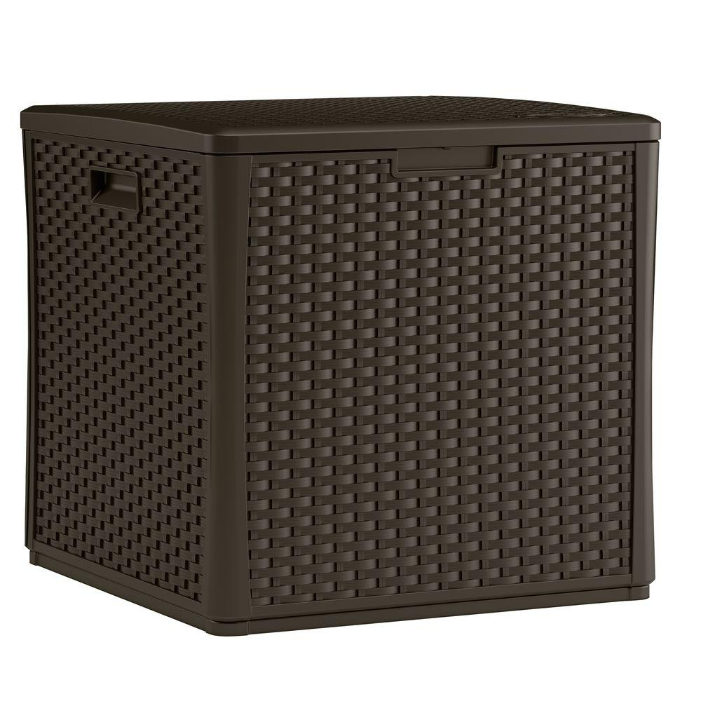Suncast Wicker 60 Gal Resin Storage Cube Deck Box Bmdb60 The Home for proportions 1000 X 1000