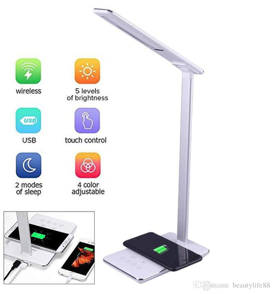 2019 Led Desk Lamp With Qi Wireless Charger Pad For Qi Enabled Device Dimmable Folding Bedside Table Lamp 4 Lighting Modes 5 Level Dimmer Tou From with sizing 888 X 956