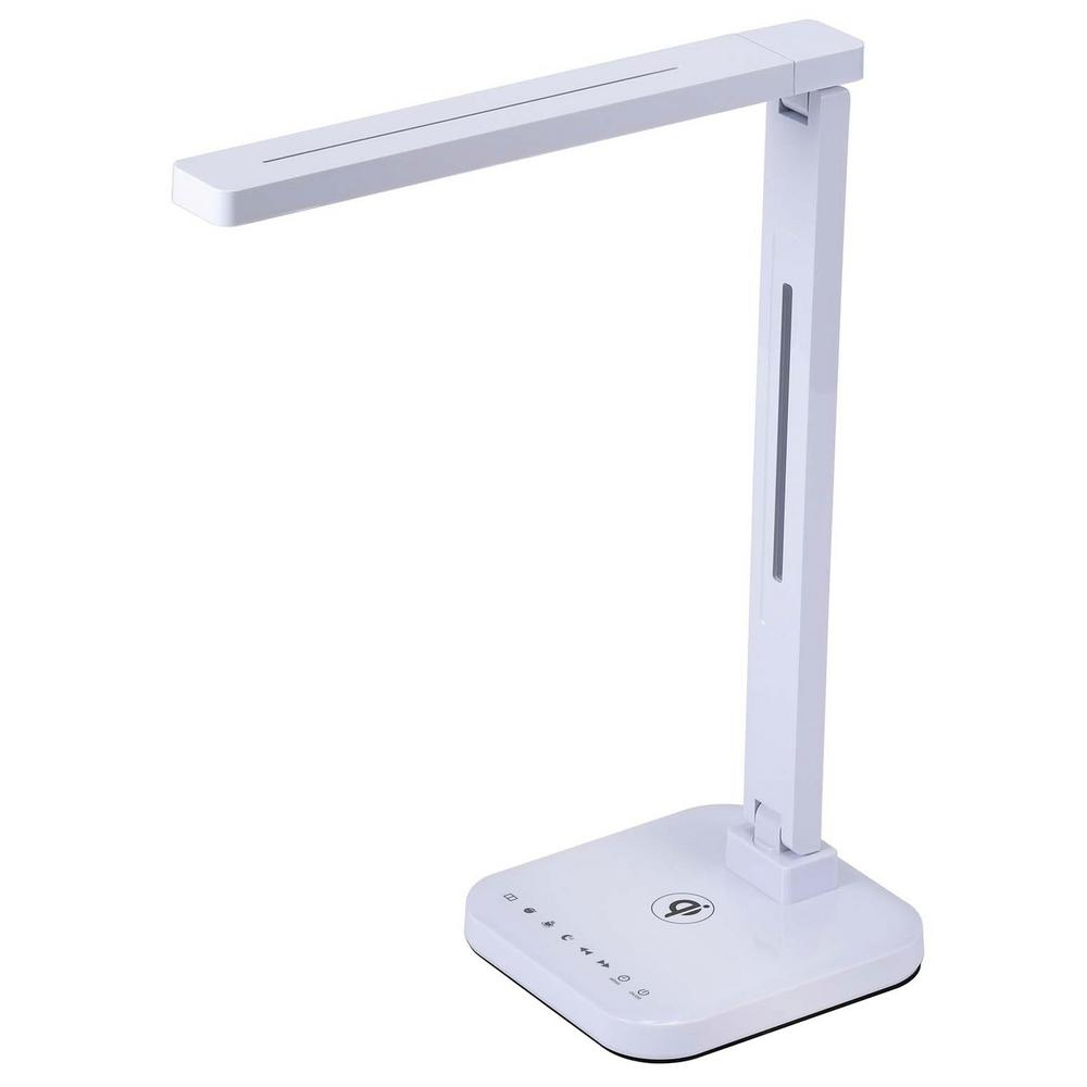 25 34 In White Led Desk Lamp With Qi Wireless Charger Usb Charger Dimmer And Touch Activation inside sizing 1000 X 1000