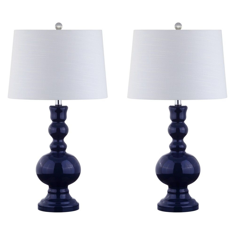 285 Genie Glass Led Table Lamp Set Of 2 Navy Jonathan Y inside size 1000 X 1000