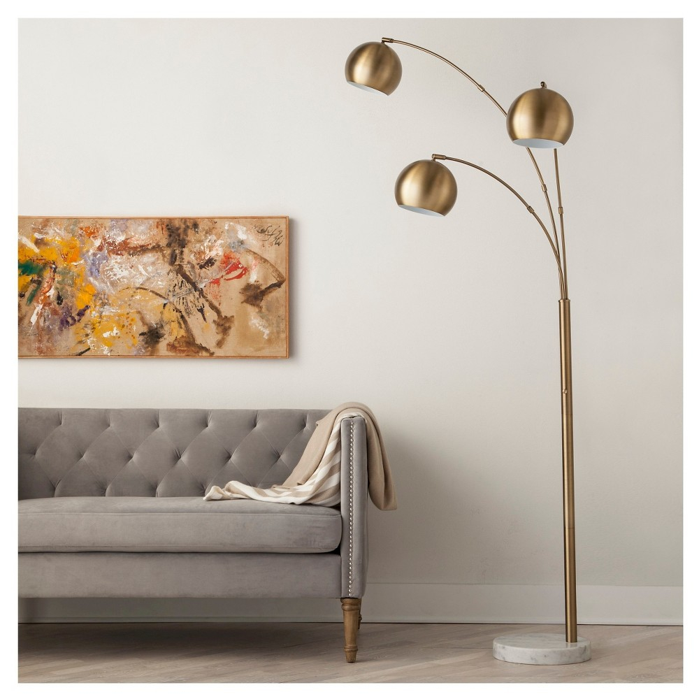 3 Globe Arc Floor Lamp Antique Brass Includes Cfl Bulb regarding measurements 1000 X 1000