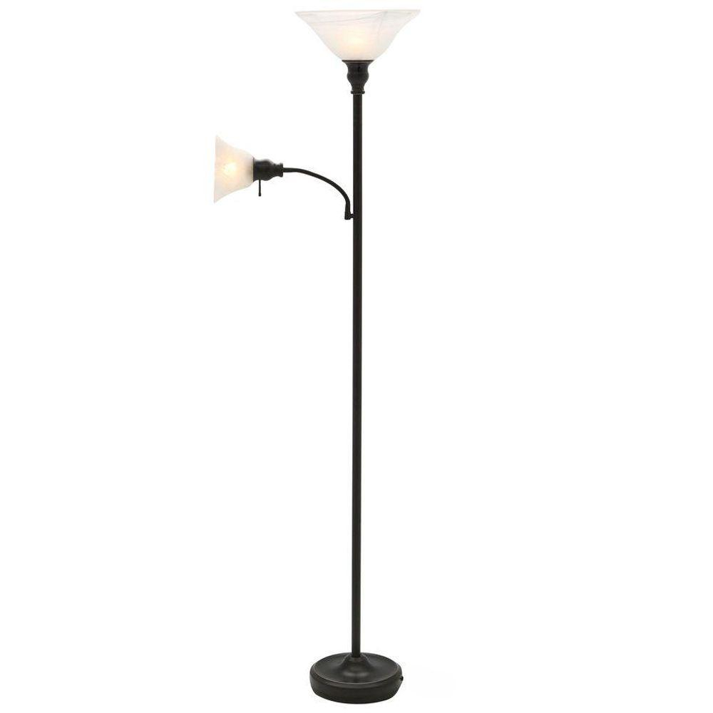 71 In Antique Bronze Floor Lamp With 2 Alabaster Glass Shades with size 1000 X 1000