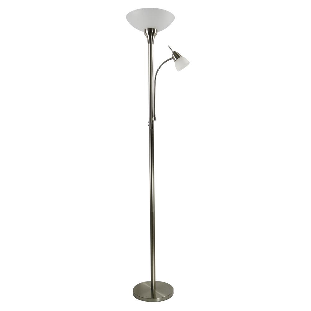 72 In Satin Nickel Led Floor Lamp With Adjustable Reading Light pertaining to size 1000 X 1000