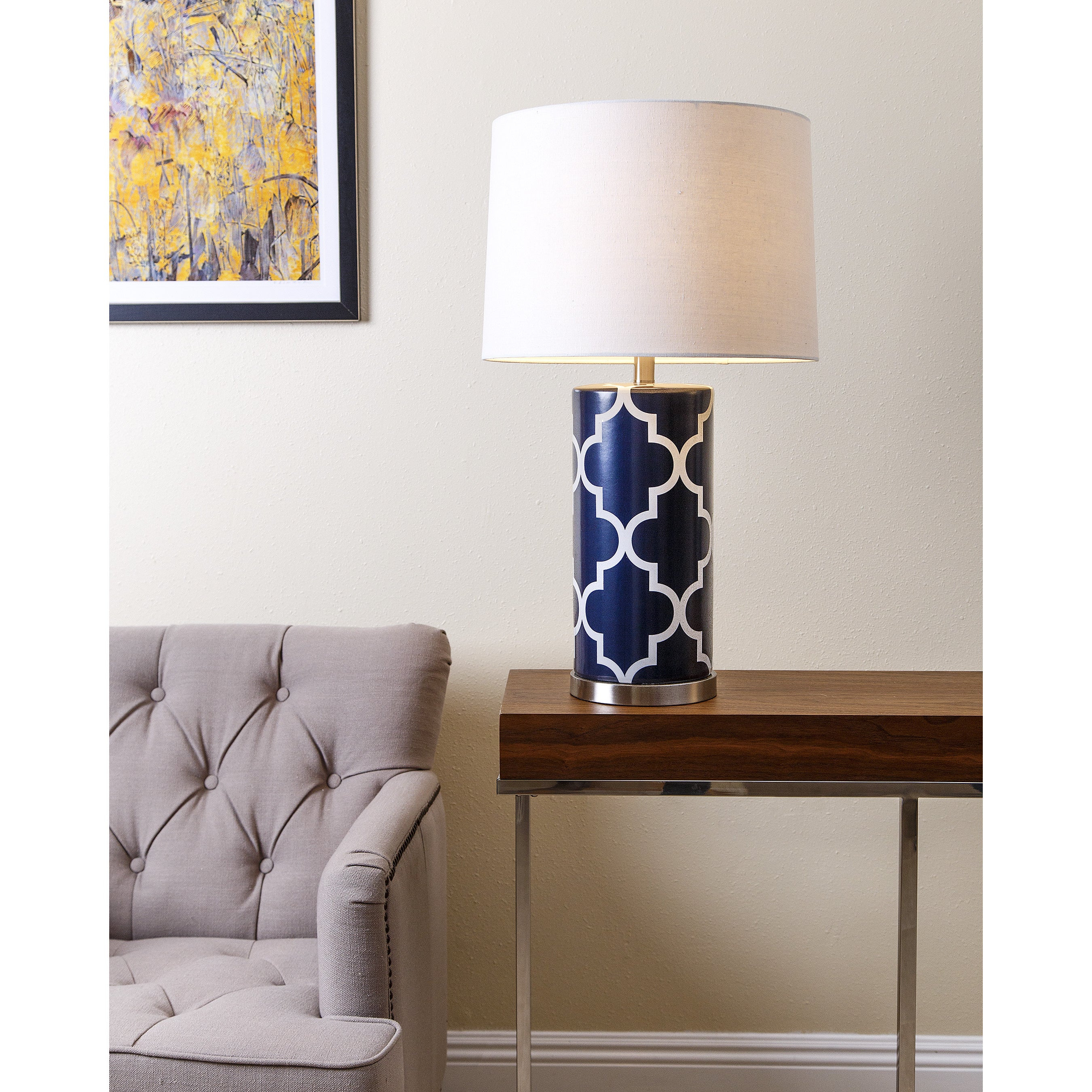 Abson Madison Navy Blue Lattice 27 Inch Table Lamp for sizing 2700 X 2700