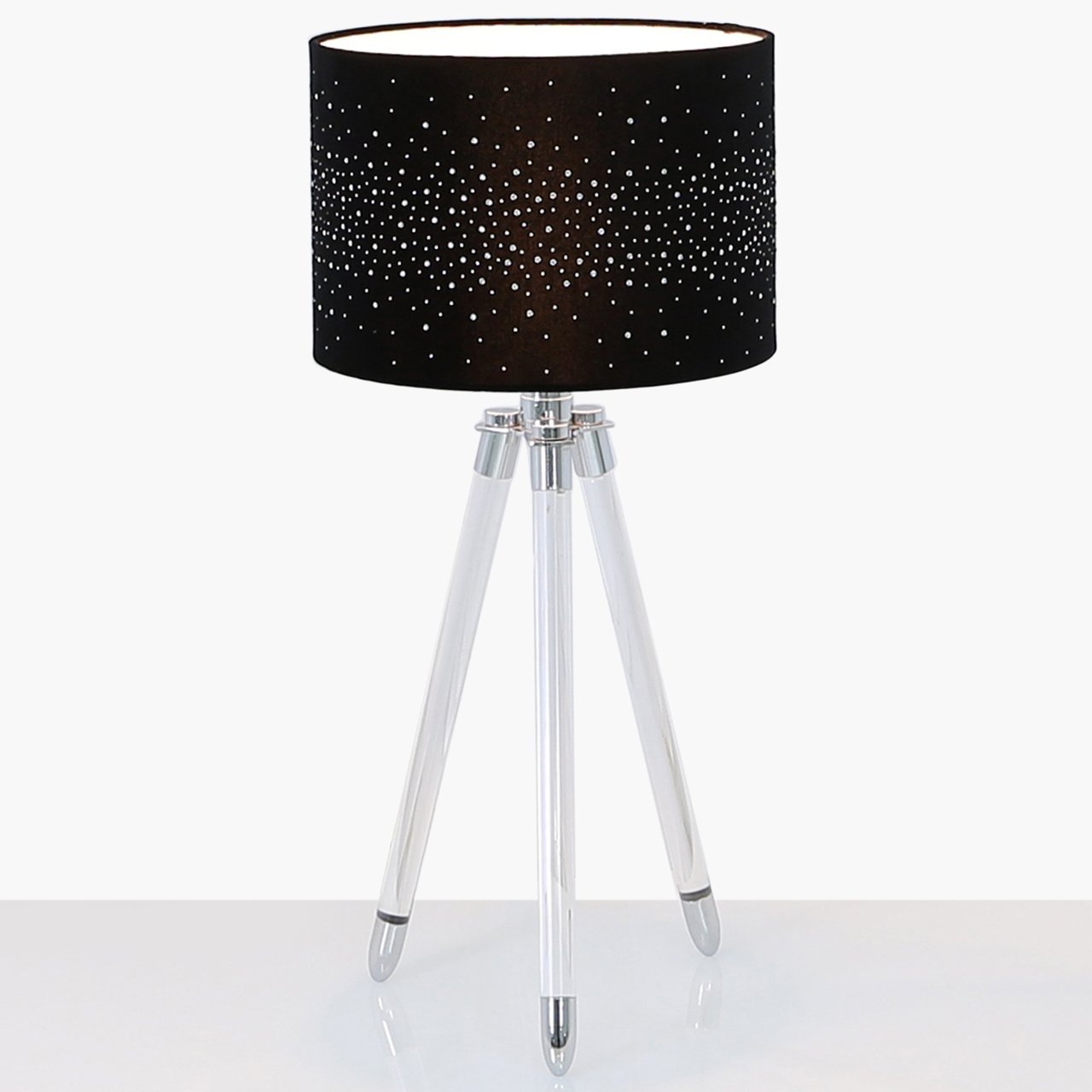 Acrylic Tripod Table Lamp With Black Velvet Sparkle Shade regarding sizing 1280 X 1280