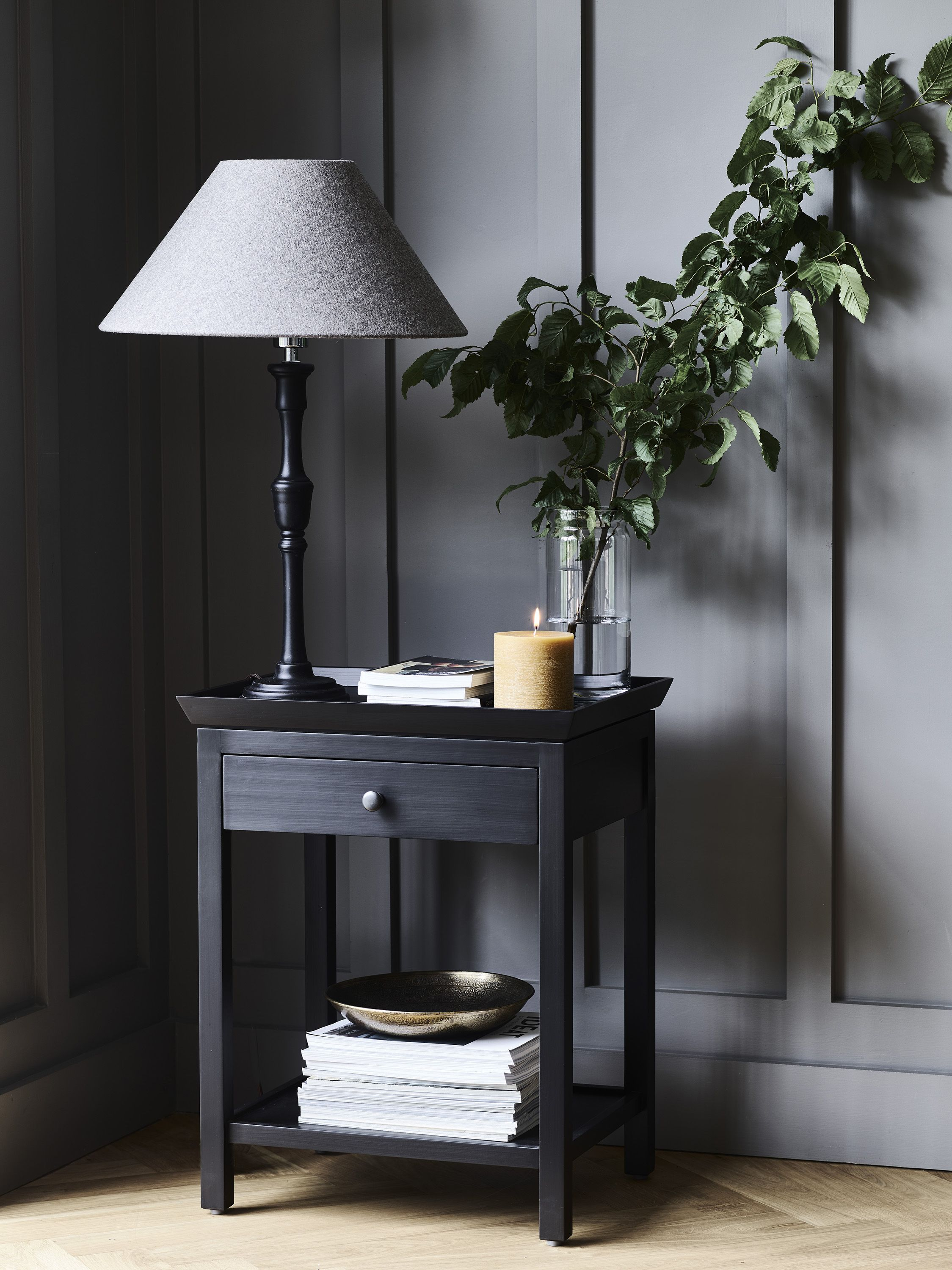 Aldwych Tall Side Table In Warm Black In 2019 Painted in measurements 2249 X 3000