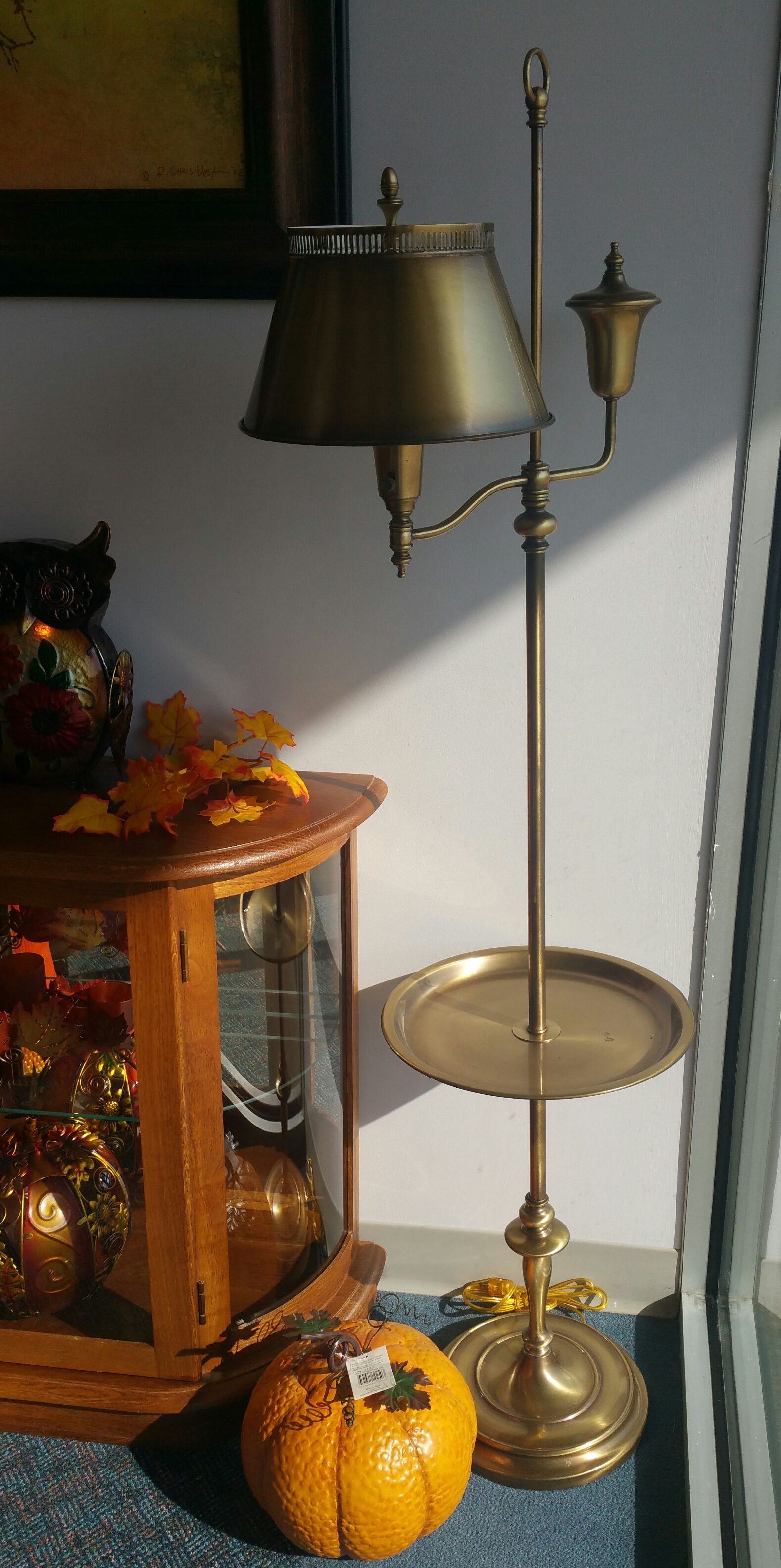 Antique Brass Tole Floor Lamp With Attached Tray Still Has in proportions 1578 X 3168