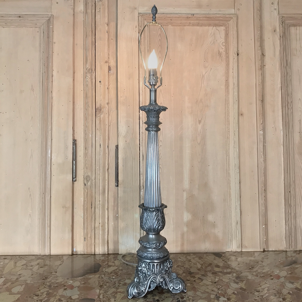 Antique Pewter Candlestick Table Lamp Ca 1900 Inessa Stewarts Antiques regarding proportions 1000 X 1000