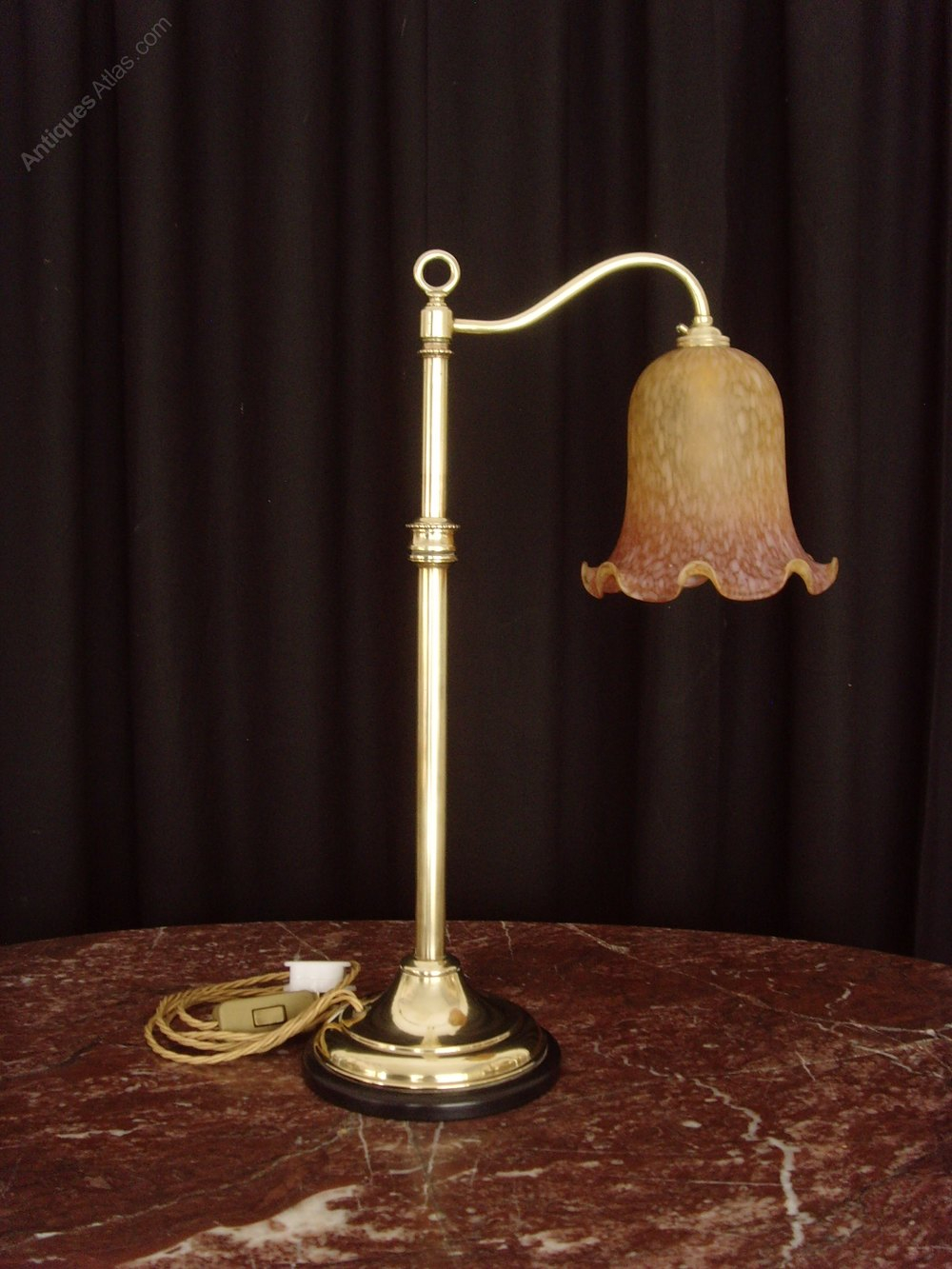 Antiques Atlas Brass Adjustable Desk Table Lamp Glass inside size 1000 X 1333