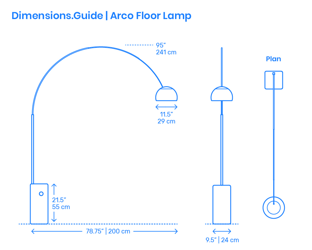 Arco Floor Lamp Dimensions Drawings Dimensionsguide throughout measurements 1000 X 800