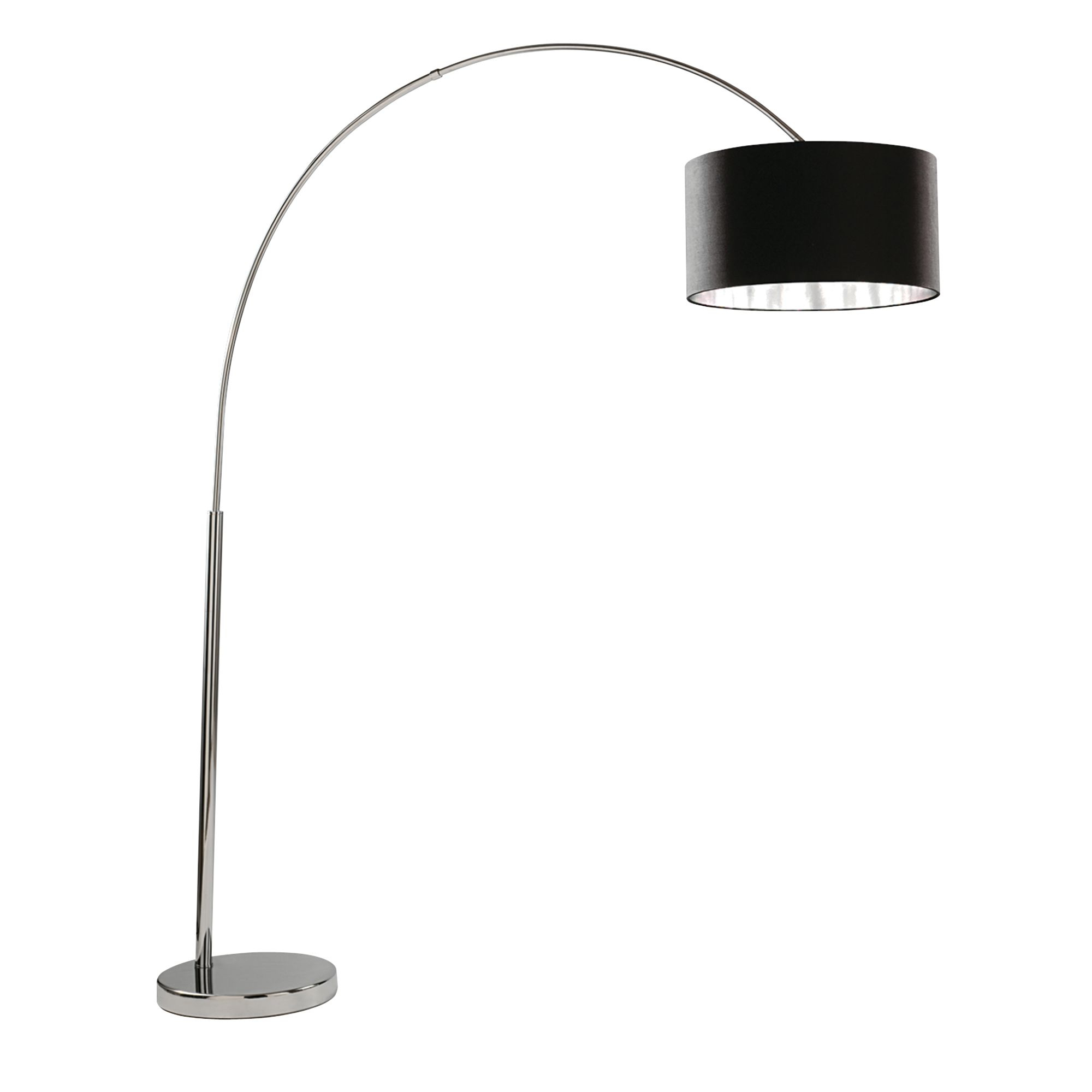 Arcs Chrome Floor Lamp With Black Fabric Shade Silver Lining throughout proportions 2000 X 2000