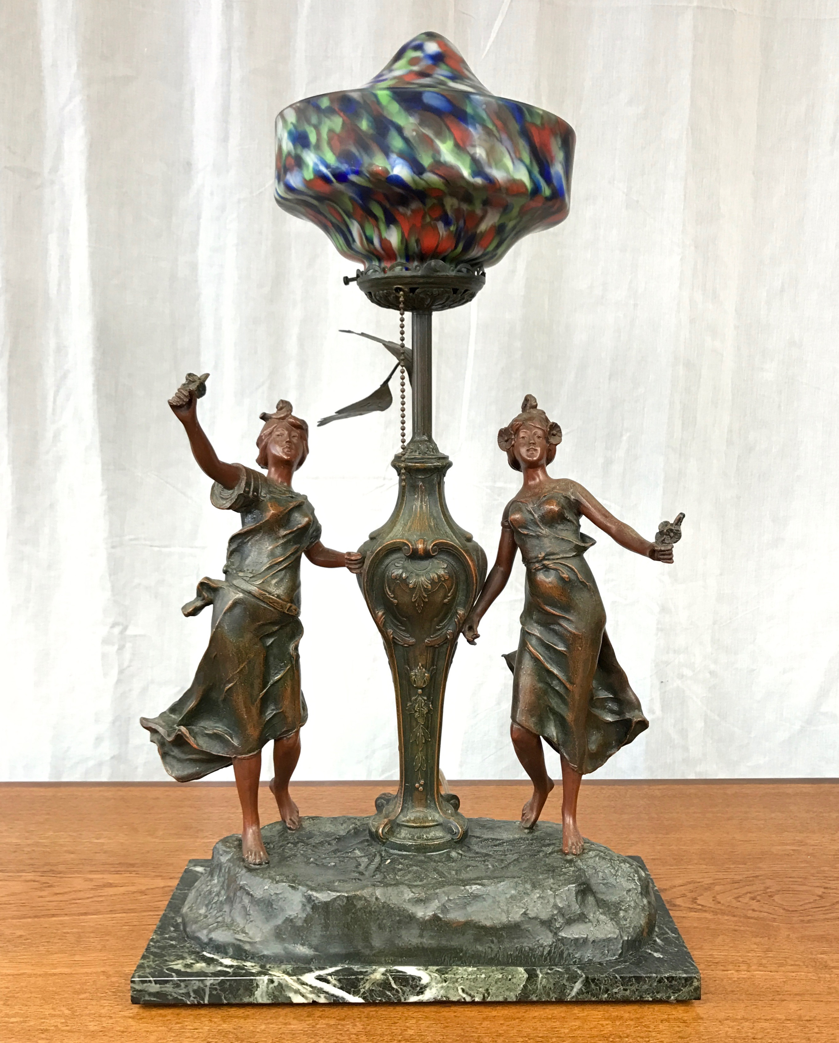 Art Nouveau French Figural Table Lamp In The Manner Of L F Moreau throughout proportions 2723 X 3384