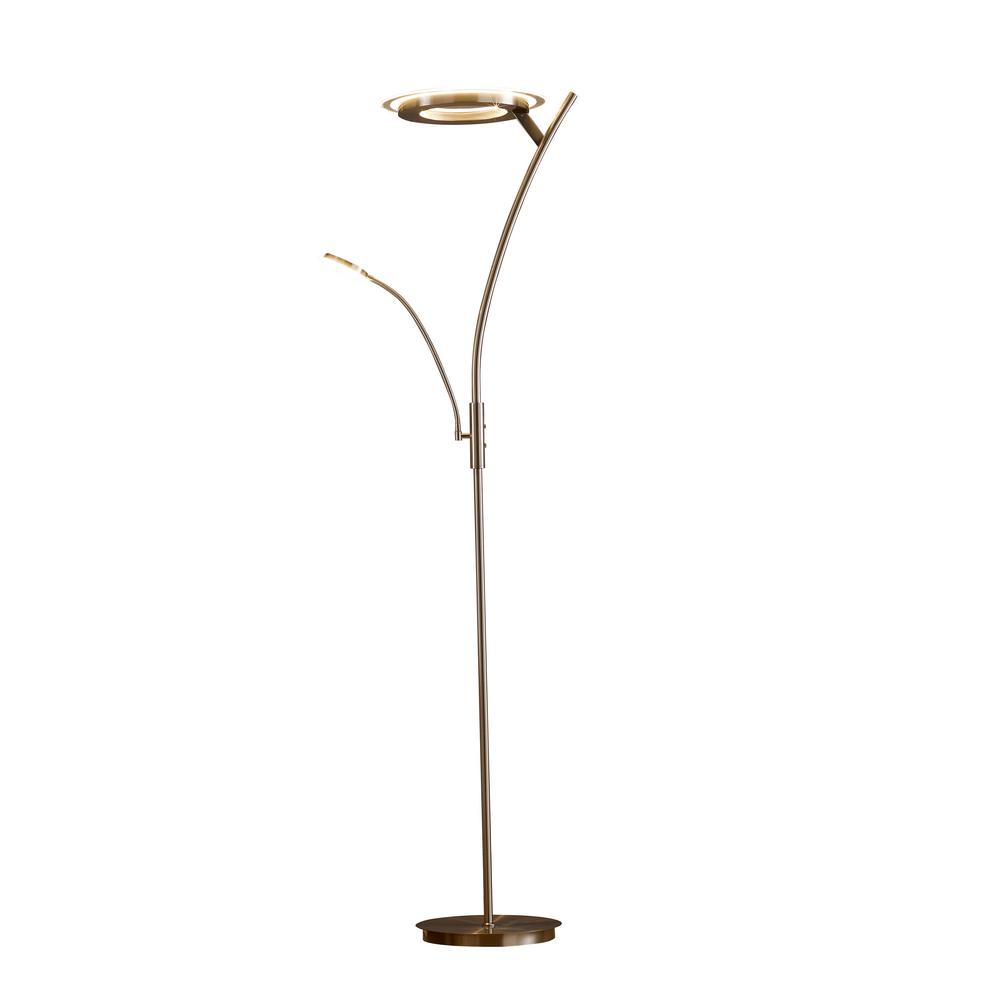 Artiva 71 In Satin Nickel Lumineux Led 30 Watt Torchiere Floor Lamp Reading Light for measurements 1000 X 1000