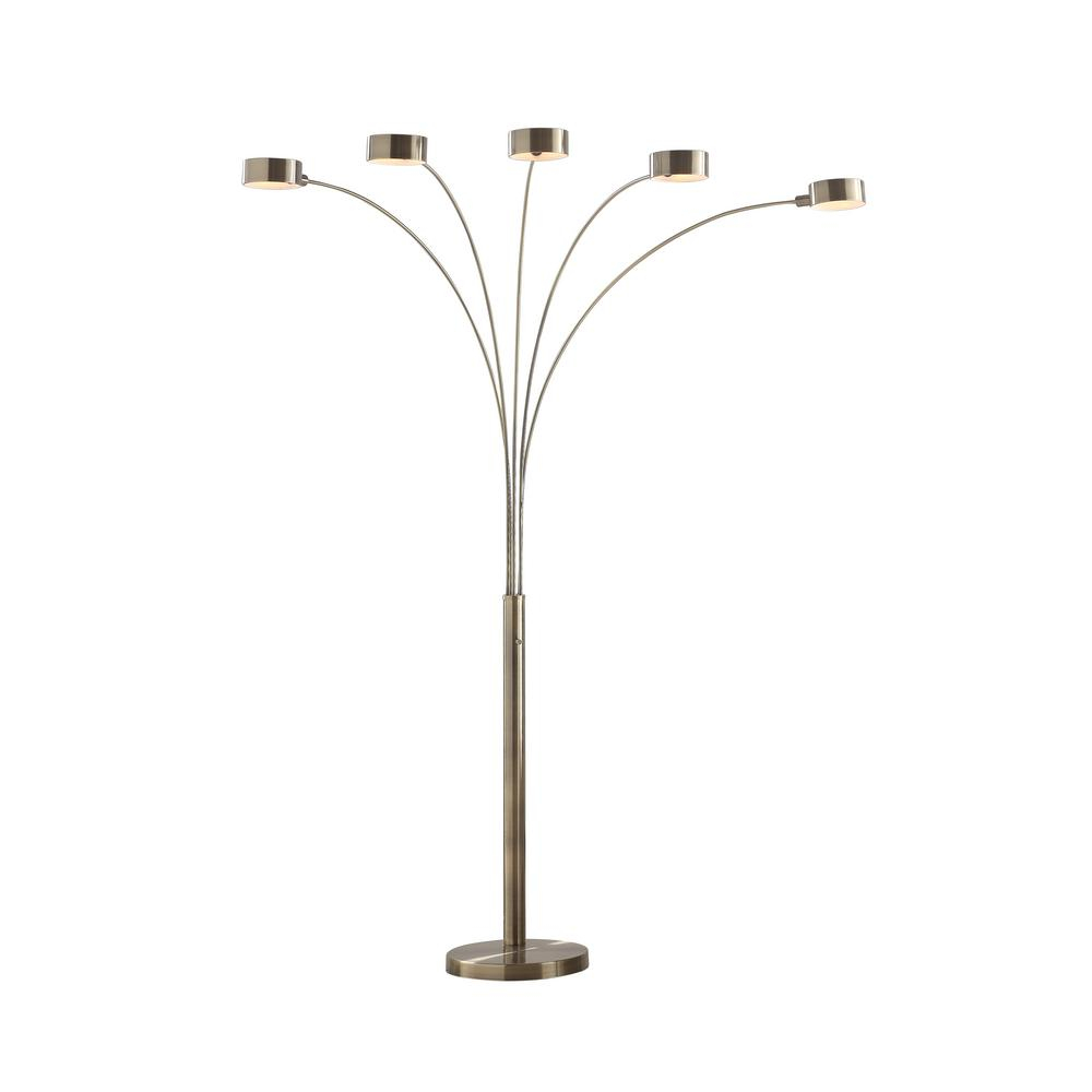 Artiva Micah 88 In Antique Satin Brass Led 5 Arc Floor Lamp With Dimmer intended for measurements 1000 X 1000