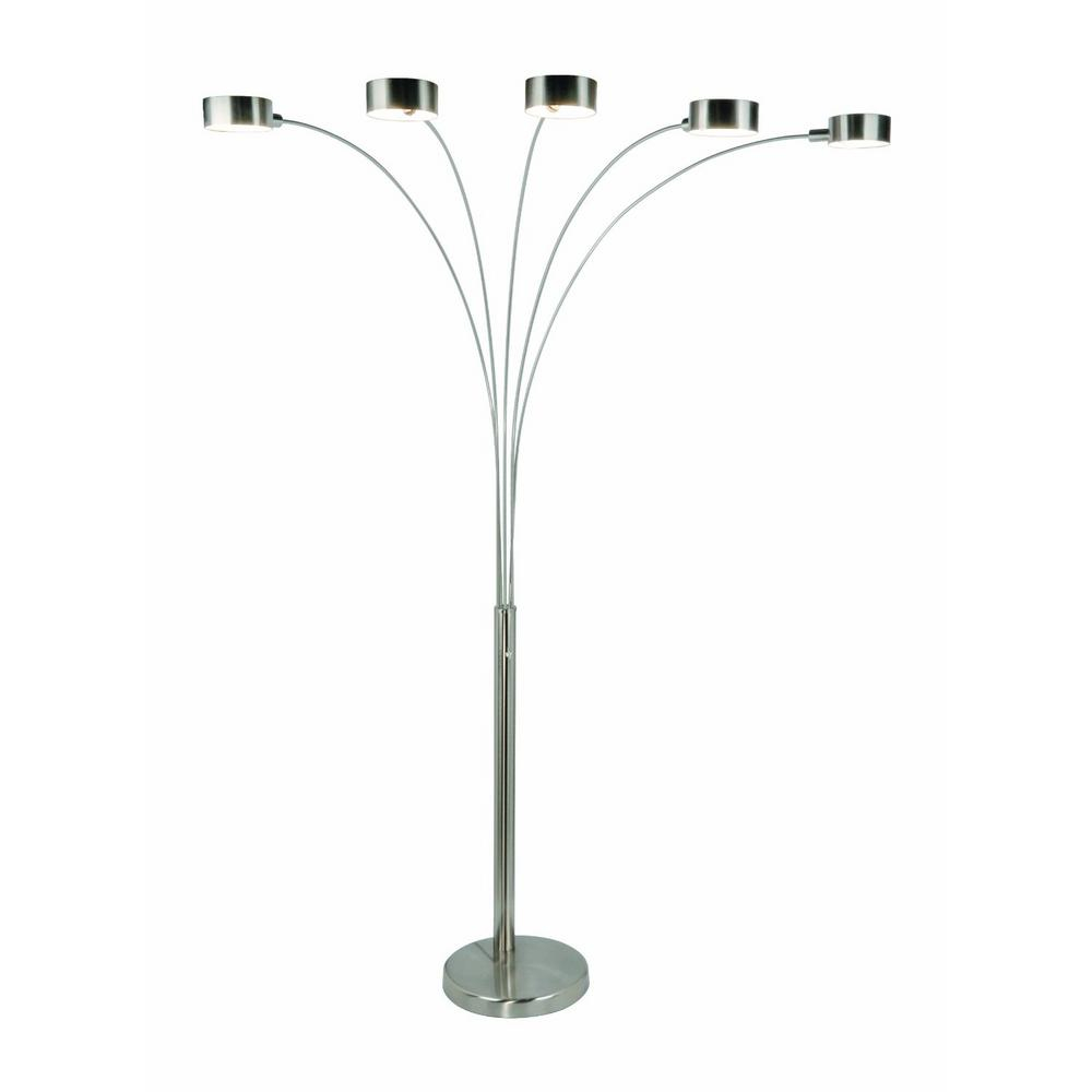 Artiva Micah Modern Arched 88 In Brushed Steel 5 Light Floor Lamp pertaining to size 1000 X 1000