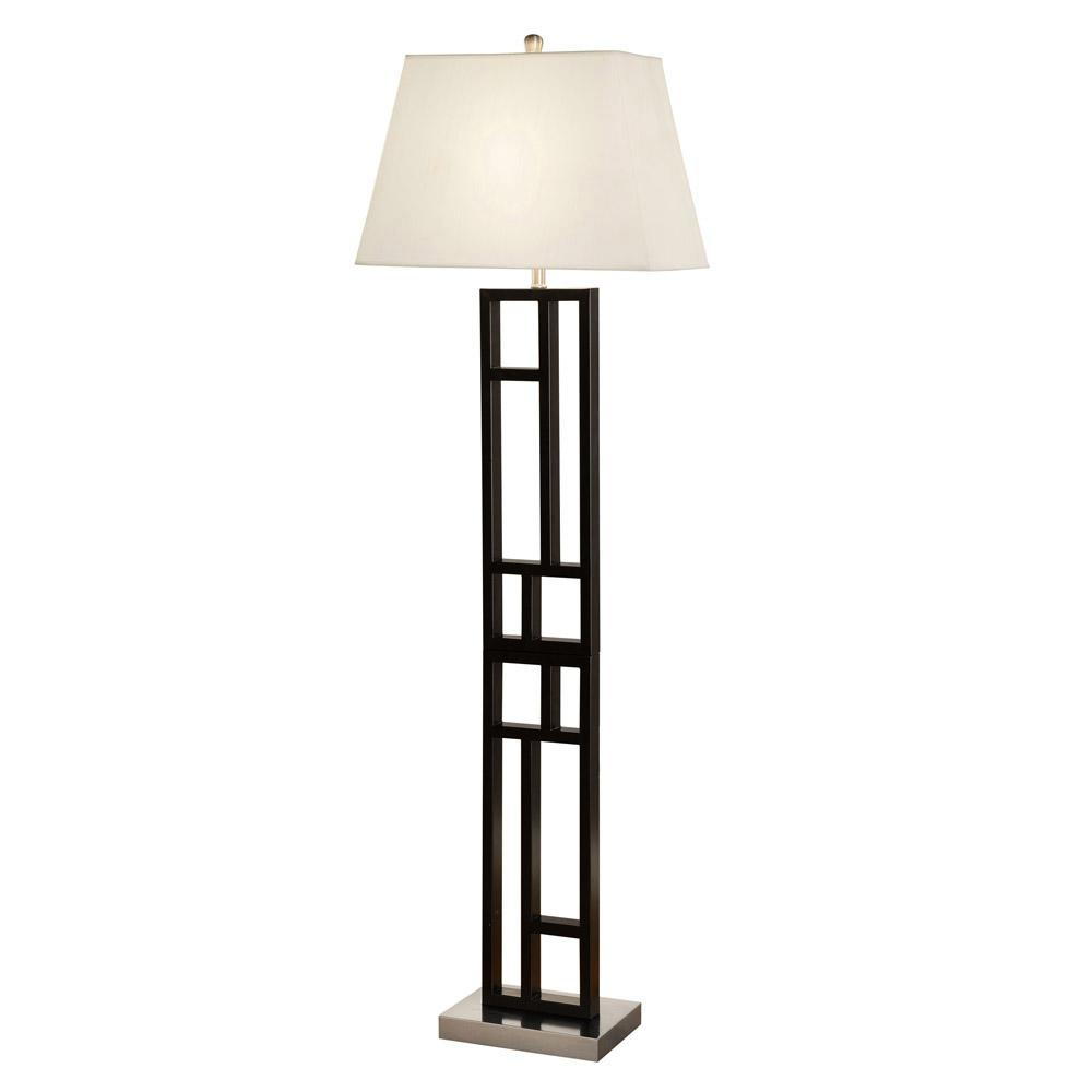 Artiva Perry 64 In Geometric Sculptured Black And Brushed Steel Floor Lamp within size 1000 X 1000