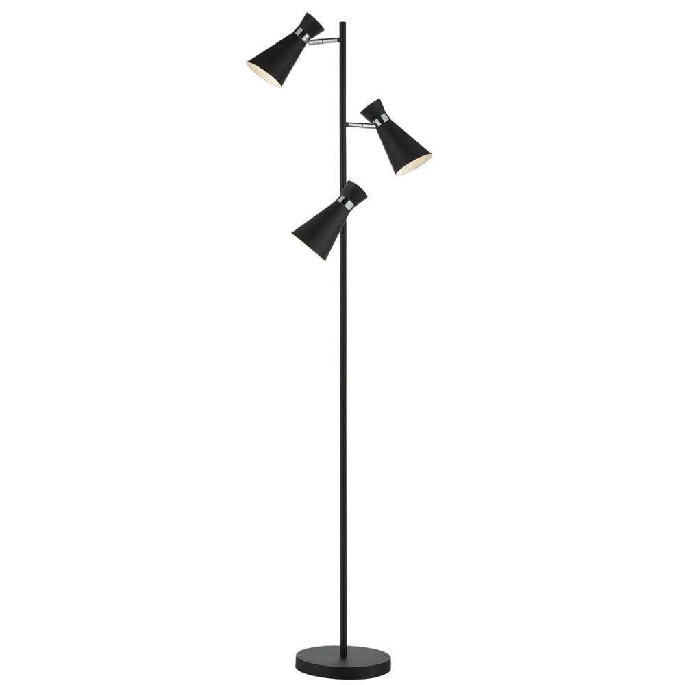 Ashworth 3 Light Floor Lamp Black Polished Chrome Black within size 1000 X 1000