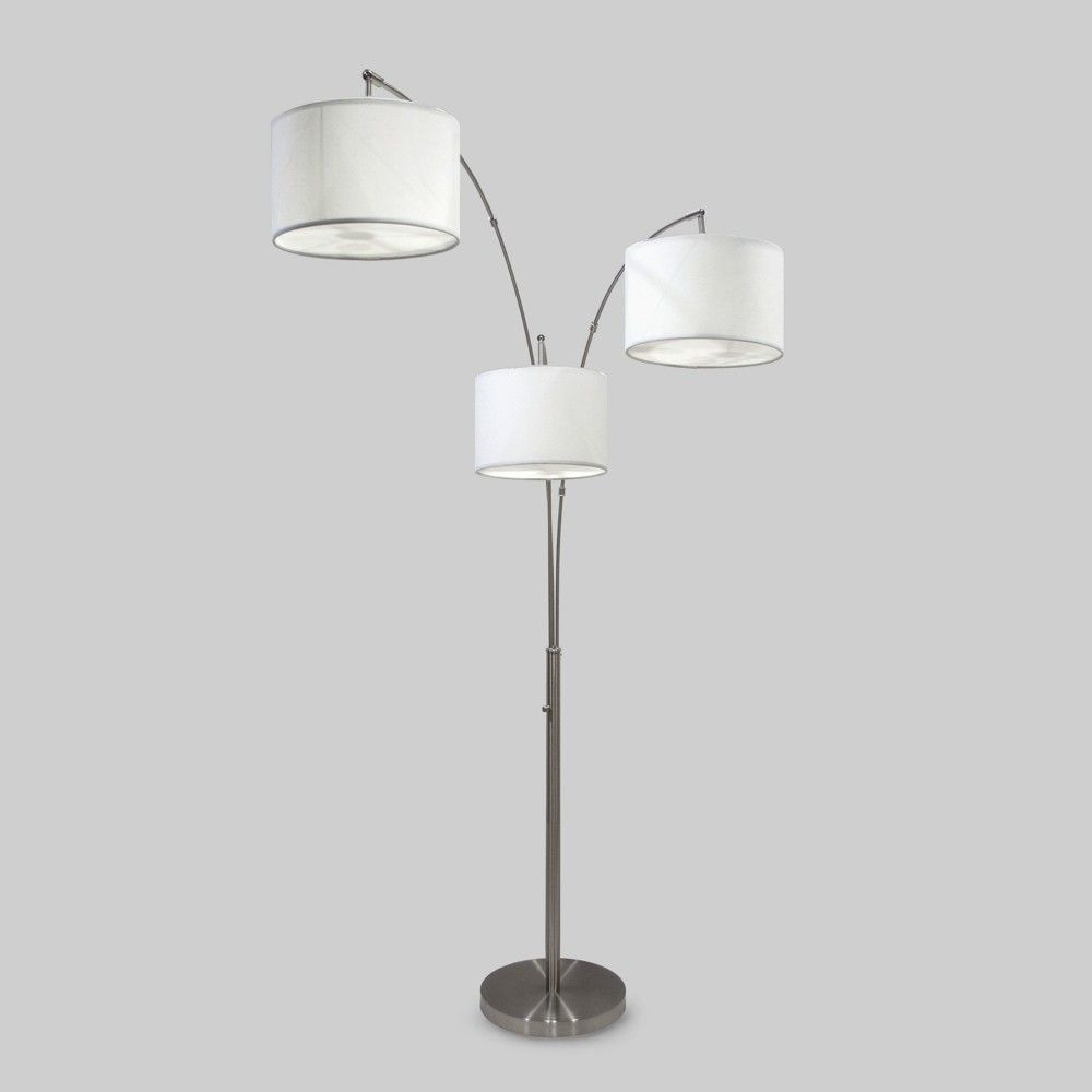Avenal Shaded Arc Floor Lamp Brushed Nickel Includes Energy in size 1000 X 1000