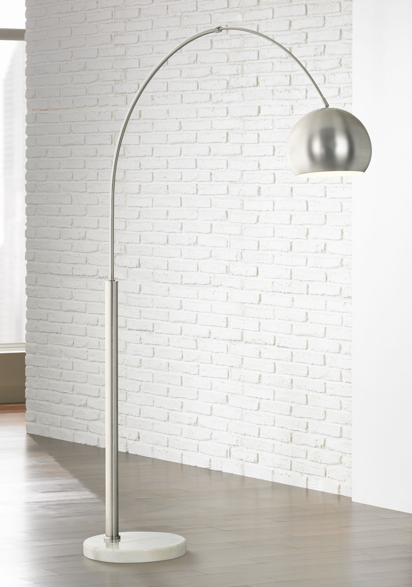 Basque Steel And Brushed Nickel Arc Floor Lamp Lamp Arc intended for size 1403 X 2000