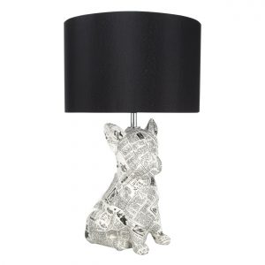 Ben De Lisi Home Black And White Newspaper Printed Dog Lamp with regard to sizing 1250 X 1250