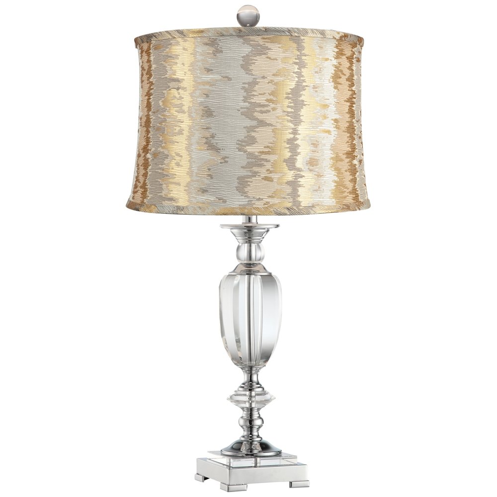 Beveled Crystal Urn Table Lamp With Cream And Gold Shade for dimensions 1000 X 1000