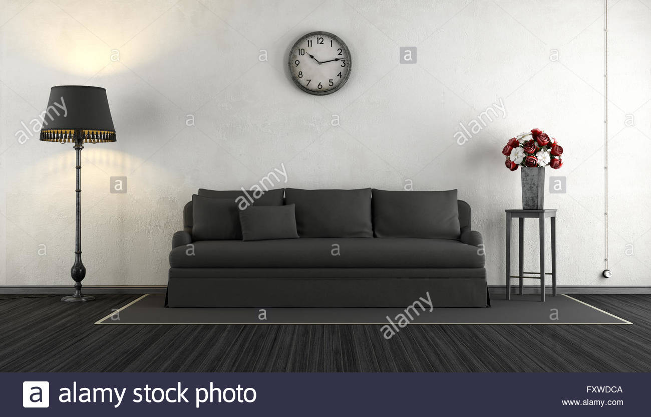 Black And White Vintage Living Room With Elegant Sofa Floor regarding proportions 1300 X 832