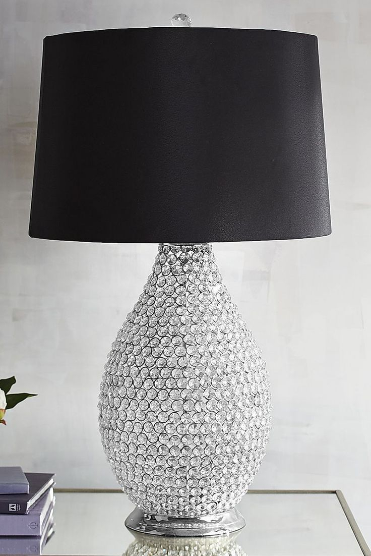 Black Crystal Bead Table Lamp In 2019 Silver Lamp pertaining to sizing 736 X 1102