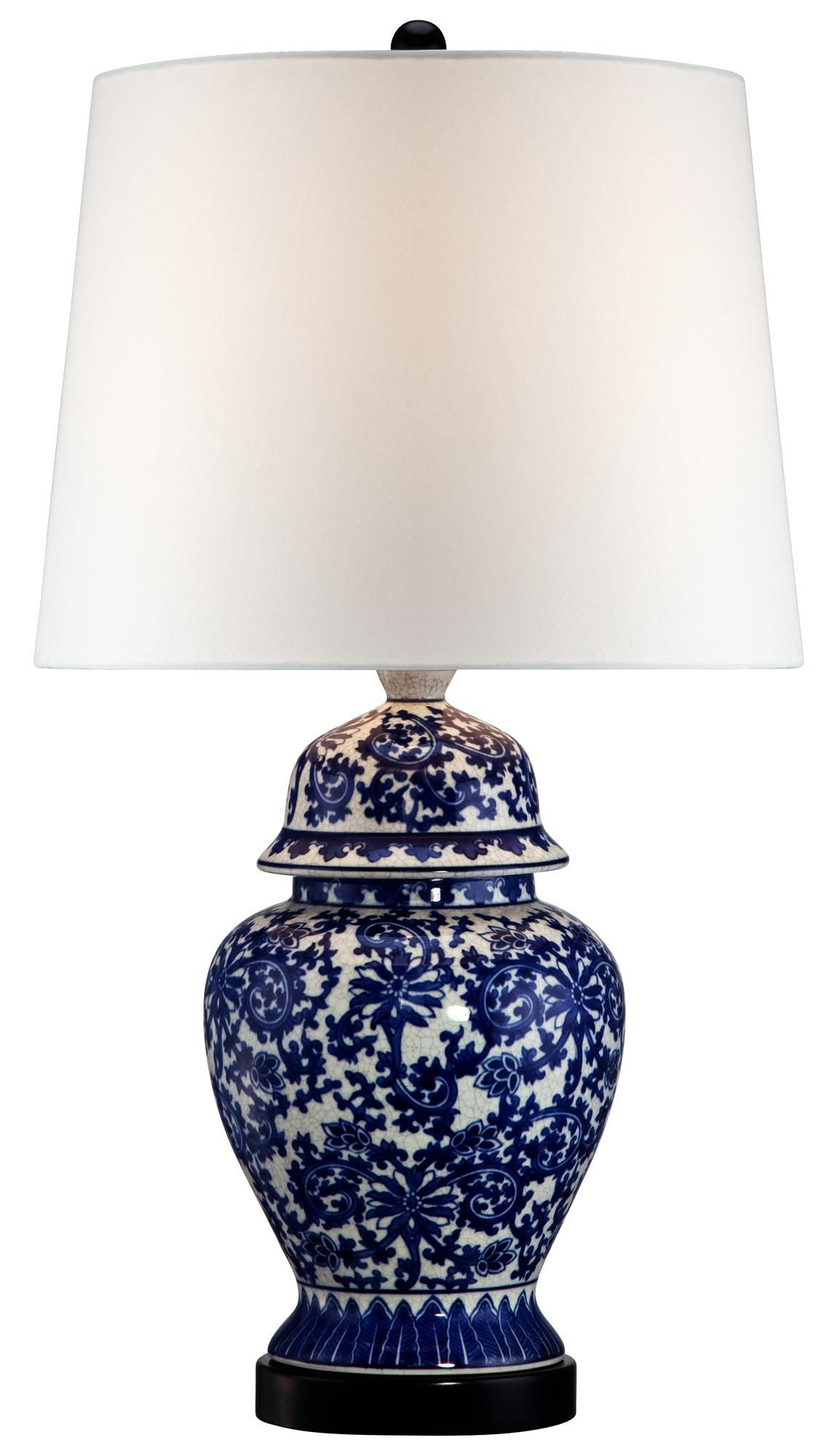 Blue And White Porcelain Temple Jar Table Lamp R2462 with measurements 1152 X 2000