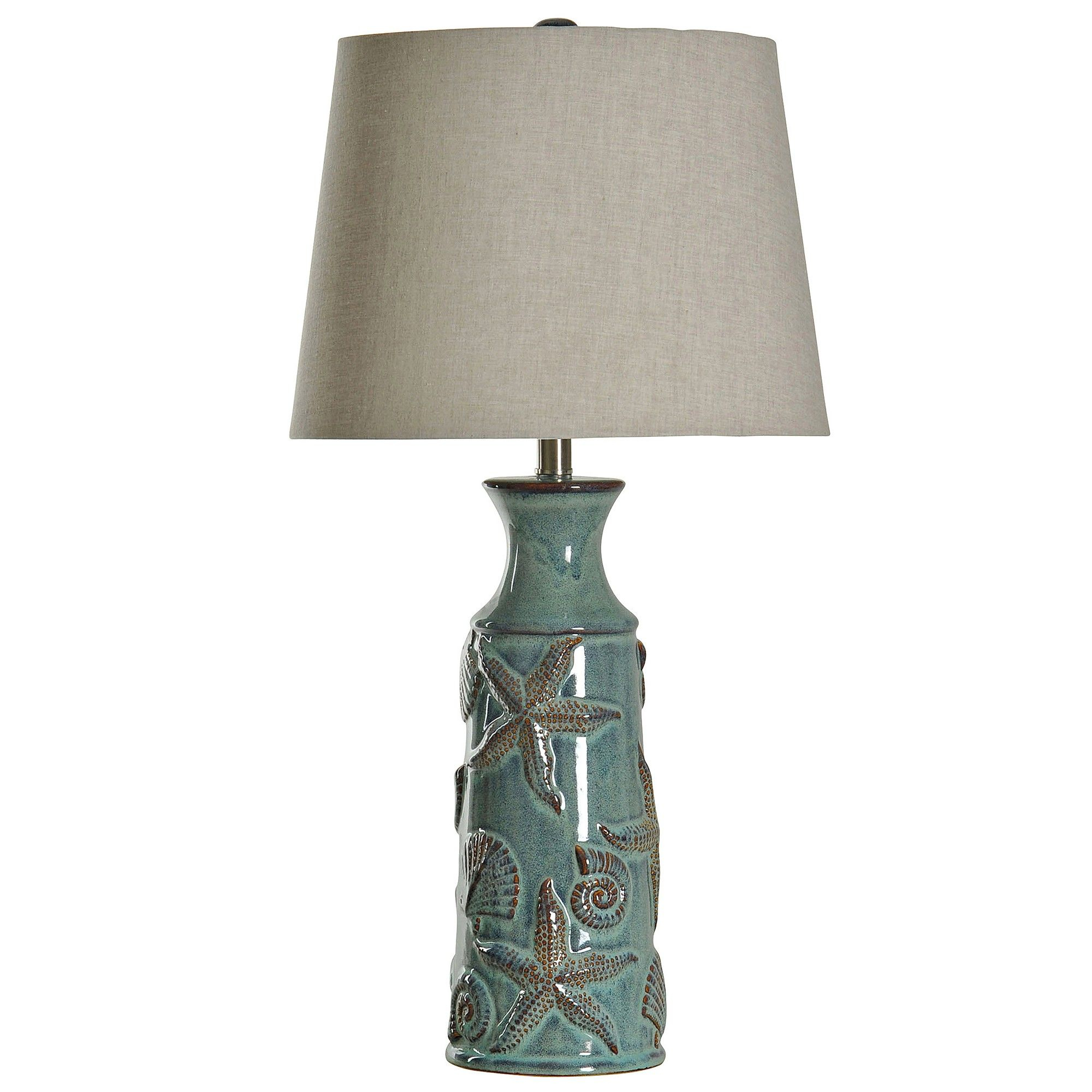 Blue Bay Nautical Ceramic Table Lamp With Seashell Design for measurements 2000 X 2000