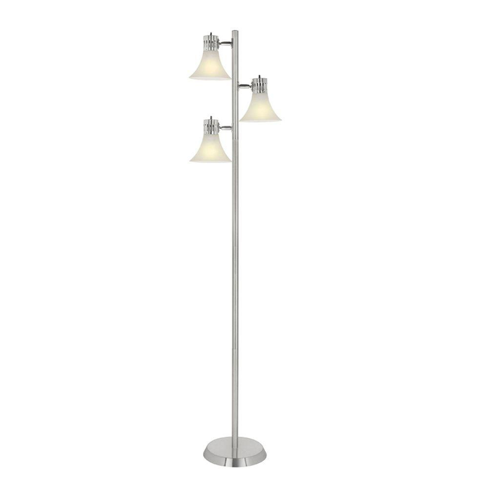 Brushed Nickel Floor Lamp 3 Plastic Bell Shades Durable pertaining to size 1000 X 1000