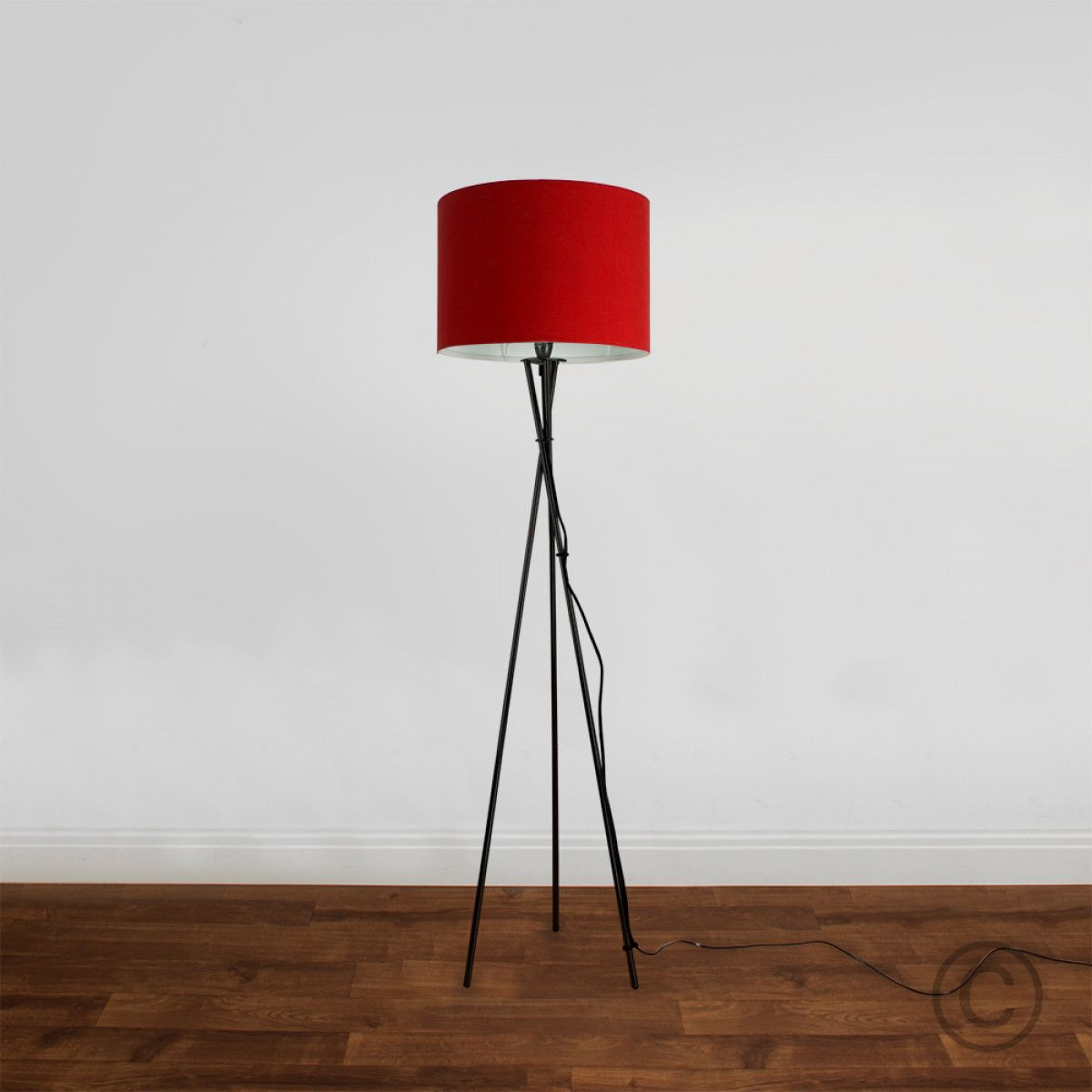 Camden Tripod Floor Lamp In Black Red Fabric Shade In 2019 within size 1200 X 1200