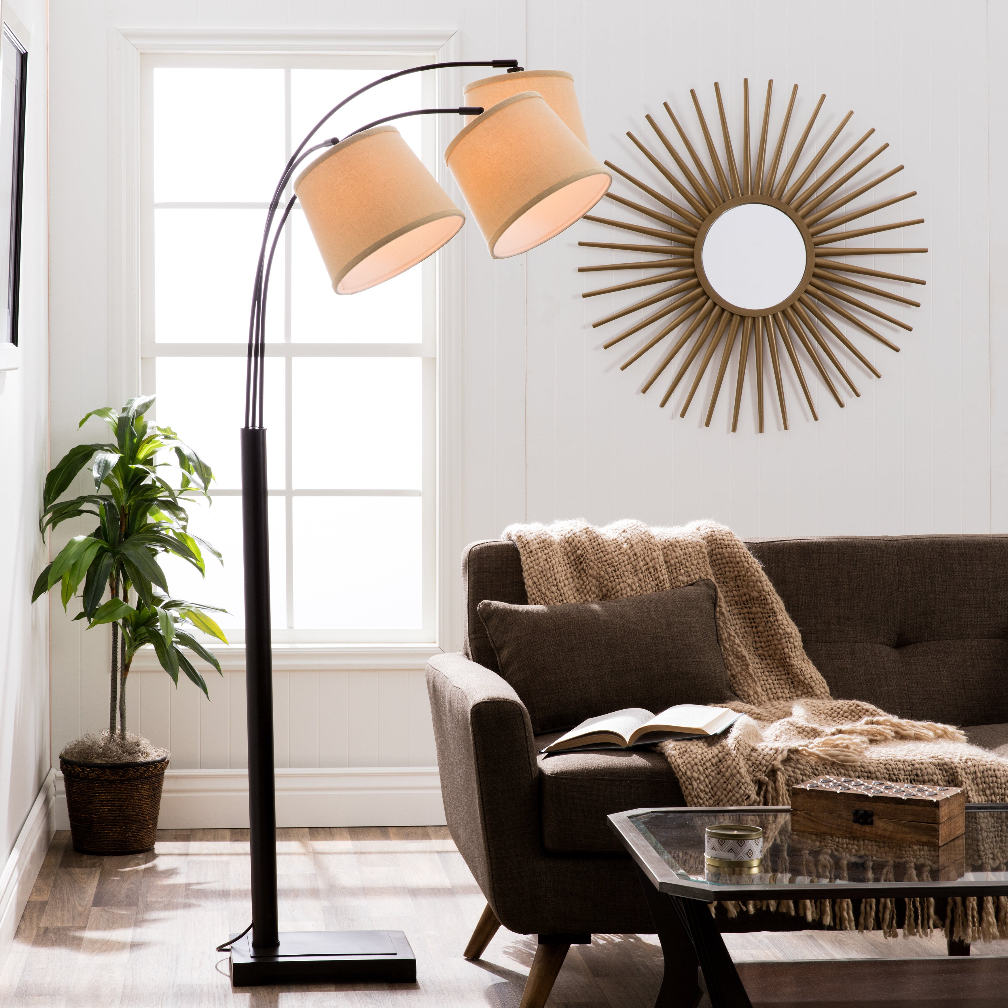 Carson Carrington Avery Black Metal 3 Light Arc Floor Lamp intended for proportions 3500 X 3500