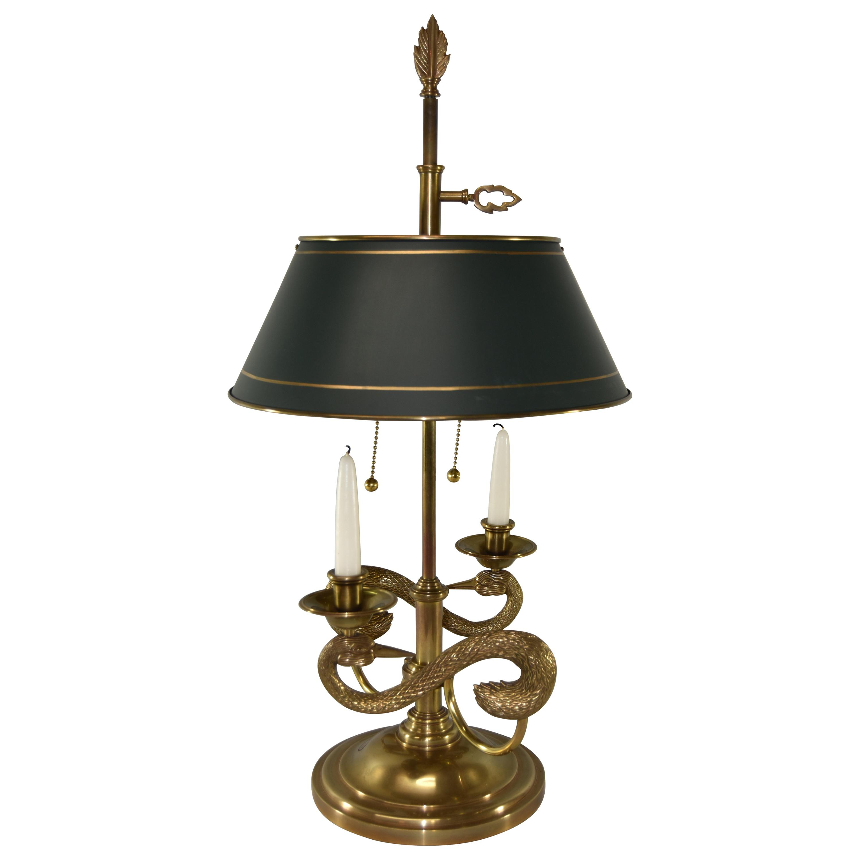 Chapman Bouillotte Brass Double Swan Table Lamp Tole Shade regarding proportions 3000 X 3000