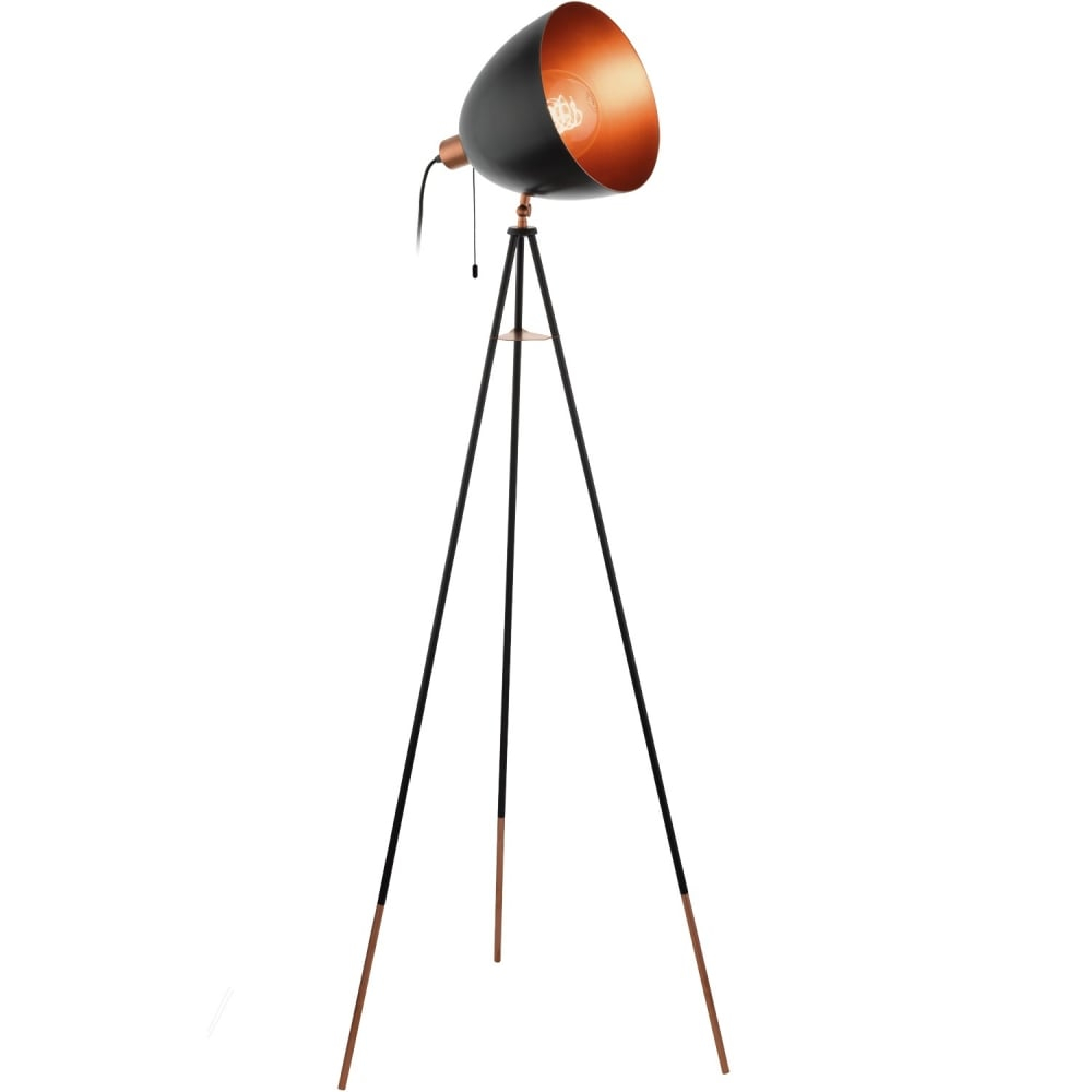 Chester Modern Floor Lamp In Copper And Black Finish 49386 within measurements 1000 X 1000