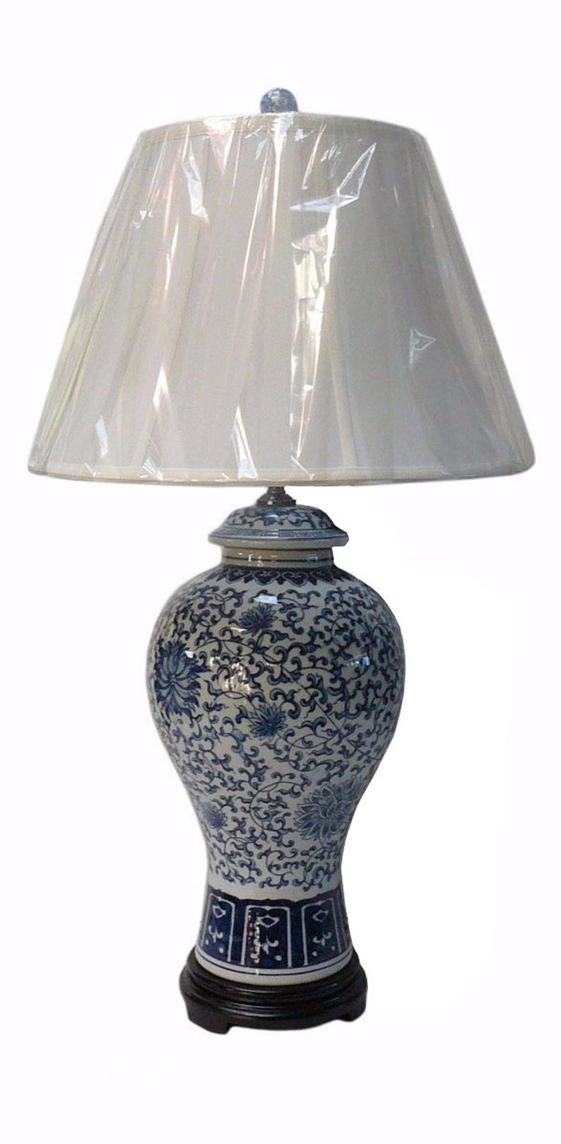 Chinese Blue White Penoy Lotus Porcelain Vase Table Lamp Vs208e intended for sizing 794 X 1618