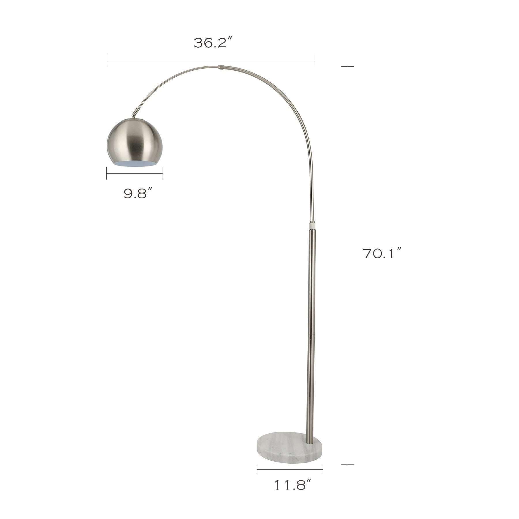Co Z Modern Arc 70 Inch Nickel Finish Floor Lamp With Marble Base with regard to proportions 1800 X 1800